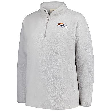 Women's Profile Gray Denver Broncos Plus Size Sherpa Quarter-Zip Jacket