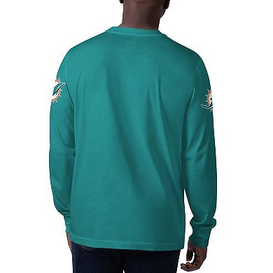 Men's Starter Aqua Miami Dolphins Clutch Hit Long Sleeve T-Shirt