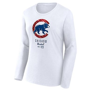 Women's Fanatics Branded  White Chicago Cubs Long Sleeve T-Shirt