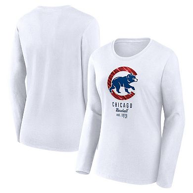 Women's Fanatics Branded  White Chicago Cubs Long Sleeve T-Shirt