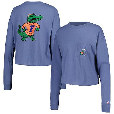 Women's League Collegiate Wear Royal Florida Gators Clothesline Midi Long Sleeve Cropped T-Shirt