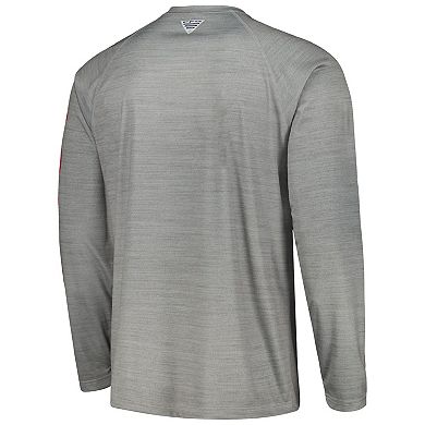 Men's Columbia  Gray Ohio State Buckeyes PFG Terminal Tackle Omni-Shade Raglan Long Sleeve T-Shirt