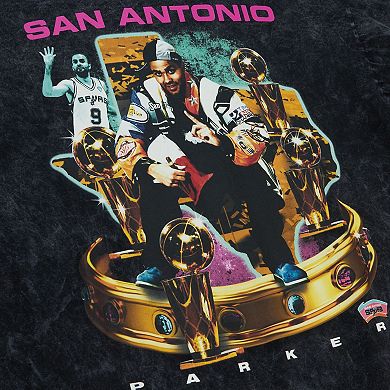 Men's Mitchell & Ness Tony Parker Black San Antonio Spurs  Crowned T-Shirt