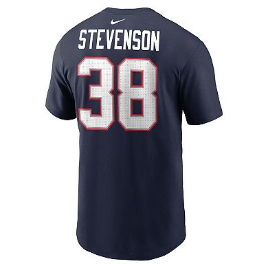Men's Nike Rhamondre Stevenson Navy New England Patriots Player Name & Number T-Shirt