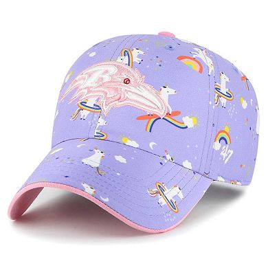 Girls Preschool '47 Lavender Baltimore Ravens Unicorn Clean Up Adjustable Hat