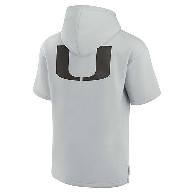 Unisex Fanatics Signature Gray Miami Hurricanes Super Soft Fleece Short Sleeve Pullover Hoodie
