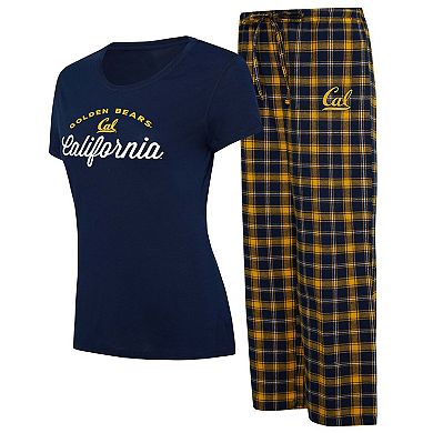 Women's Concepts Sport Navy/Gold Cal Bears Arctic T-Shirt & Flannel Pants Sleep Set