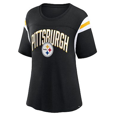 Women's Fanatics Branded Black Pittsburgh Steelers Earned Stripes T-Shirt