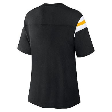 Women's Fanatics Branded Black Pittsburgh Steelers Earned Stripes T-Shirt