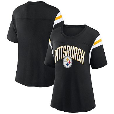 Women's Fanatics Branded Black Pittsburgh Steelers Earned Stripes T-Shirt