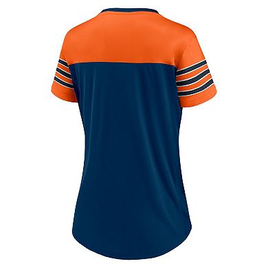 Women's Fanatics Branded Navy/Orange Chicago Bears Blitz & Glam Lace-Up V-Neck Jersey T-Shirt