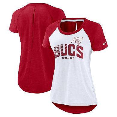 Women's Nike White/Heather Red Tampa Bay Buccaneers Back Cutout Raglan T-Shirt