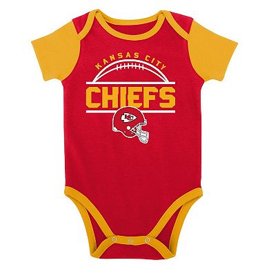 Newborn & Infant Red/Gold Kansas City Chiefs Home Field Advantage Three-Piece Bodysuit, Bib & Booties Set