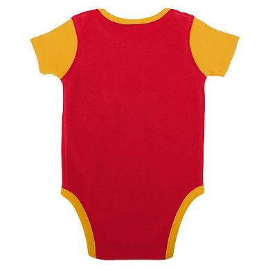 Newborn & Infant Red/Gold Kansas City Chiefs Home Field Advantage Three-Piece Bodysuit, Bib & Booties Set