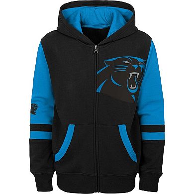 Youth Black Carolina Panthers Colorblock Full-Zip Hoodie