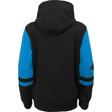 Youth Black Carolina Panthers Colorblock Full-Zip Hoodie