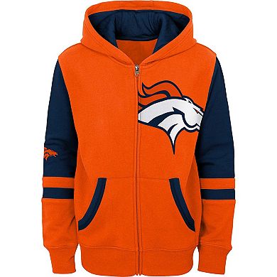 Youth Orange Denver Broncos Colorblock Full-Zip Hoodie