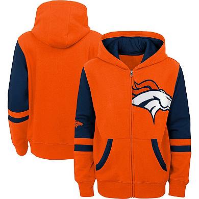 Youth Orange Denver Broncos Colorblock Full-Zip Hoodie