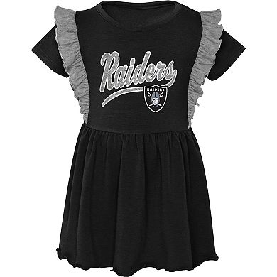 Girls Toddler Black Las Vegas Raiders Too Cute Tri-Blend Short Sleeve Dress