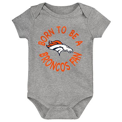 Infant Orange/Navy/Gray Denver Broncos Born to Be 3-Pack Bodysuit Set