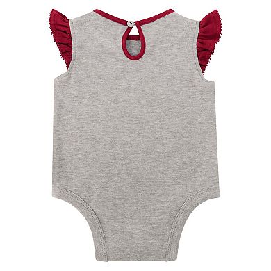 Girls Infant Heather Gray/Red Tampa Bay Buccaneers All Dolled Up Three-Piece Bodysuit, Skirt & Booties Set