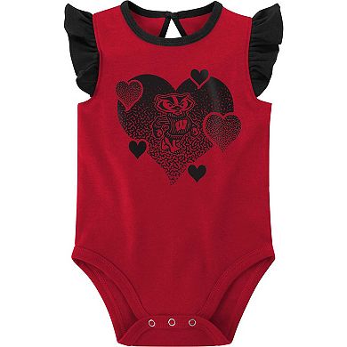 Girls Newborn & Infant Red/Black Wisconsin Badgers Spread the Love 2-Pack Bodysuit Set