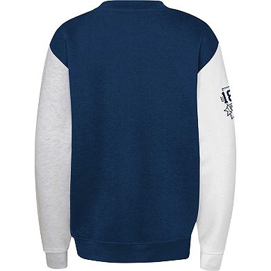 Youth Navy Penn State Nittany Lions Color Block Fleece Pullover Sweatshirt