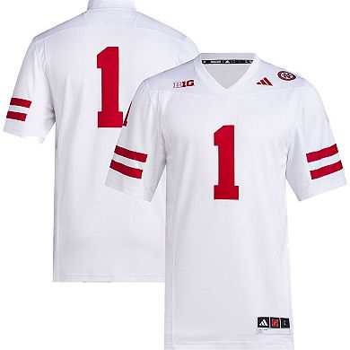 Men's adidas #1 White Nebraska Huskers Premier Football Jersey