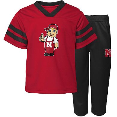 Toddler Scarlet Nebraska Huskers Two-Piece Red Zone Jersey & Pants Set