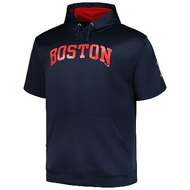 Men's Profile Navy Boston Red Sox Big & Tall Contrast Short Sleeve Pullover Hoodie