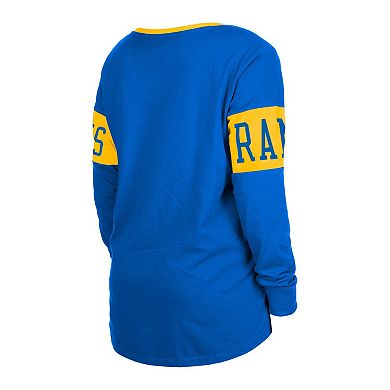 Women's New Era Royal Los Angeles Rams Lace-Up Notch Neck Long Sleeve T-Shirt