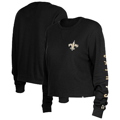Women's New Era  Black New Orleans Saints Thermal Crop Long Sleeve T-Shirt