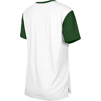 Women's New Era  White/Green New York Jets Third Down Colorblock T-Shirt