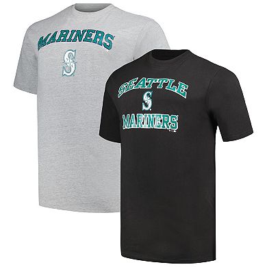 Men's Profile Black/Heather Gray Seattle Mariners Big & Tall T-Shirt Combo Pack
