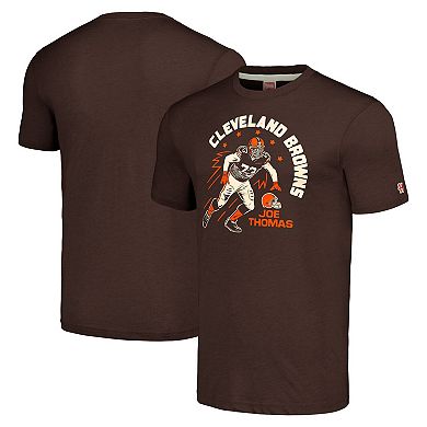 Men's Homage Joe Thomas Brown Cleveland Browns Retired Player Caricature Tri-Blend T-Shirt