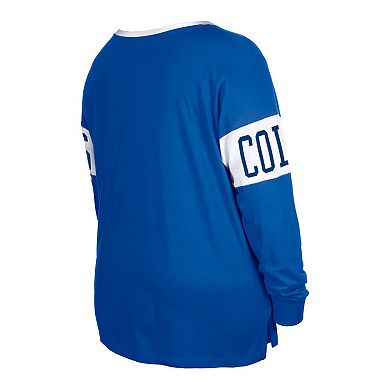 Women's New Era  Royal Indianapolis Colts Plus Size Lace-Up Notch Neck Long Sleeve T-Shirt