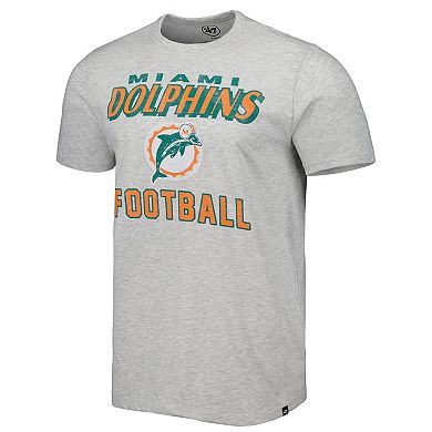 Men's '47 Heathered Gray Miami Dolphins Dozer Franklin Lightweight T-Shirt
