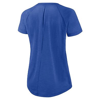 Women's Nike White/Heather Royal Los Angeles Rams Back Cutout Raglan T-Shirt