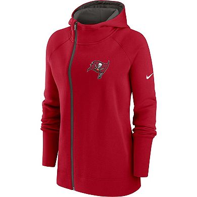 Women's Nike  Red Tampa Bay Buccaneers Asymmetrical Raglan Full-Zip Hoodie