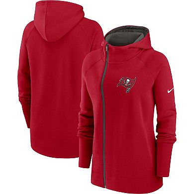 Women's Nike  Red Tampa Bay Buccaneers Asymmetrical Raglan Full-Zip Hoodie