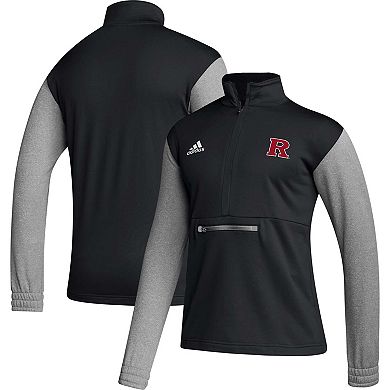 Men's adidas Black Rutgers Scarlet Knights Sideline AEROREADY Half-Zip Top
