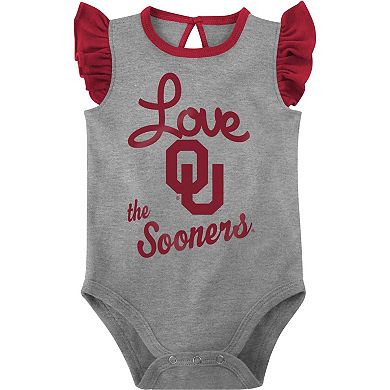 Girls Newborn & Infant Crimson/Gray Oklahoma Sooners Spread the Love 2-Pack Bodysuit Set