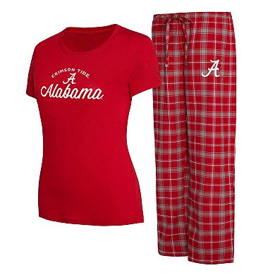 Women's Concepts Sport Crimson/Gray Alabama Crimson Tide Arctic T-Shirt & Flannel Pants Sleep Set