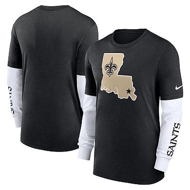Men's Nike Heather Black New Orleans Saints Slub Fashion Long Sleeve T-Shirt