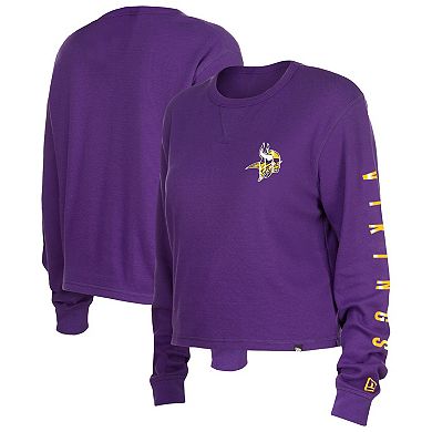 Women's New Era  Purple Minnesota Vikings Thermal Crop Long Sleeve T-Shirt