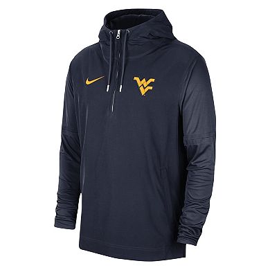 Men's Nike Navy West Virginia Mountaineers 2023 Coach Half-Zip Hooded Jacket