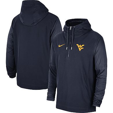 Men's Nike Navy West Virginia Mountaineers 2023 Coach Half-Zip Hooded Jacket