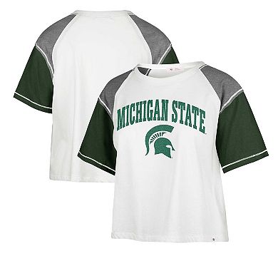 Women's '47 White Michigan State Spartans Serenity Gia Cropped T-Shirt