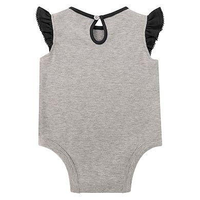 Girls Infant Heather Gray/Black Carolina Panthers All Dolled Up Three-Piece Bodysuit, Skirt & Booties Set