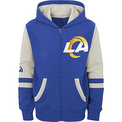 Youth Royal Los Angeles Rams Colorblock Full-Zip Hoodie